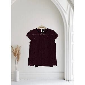 White House Black Market Lace Mock Neck Layered Top XS